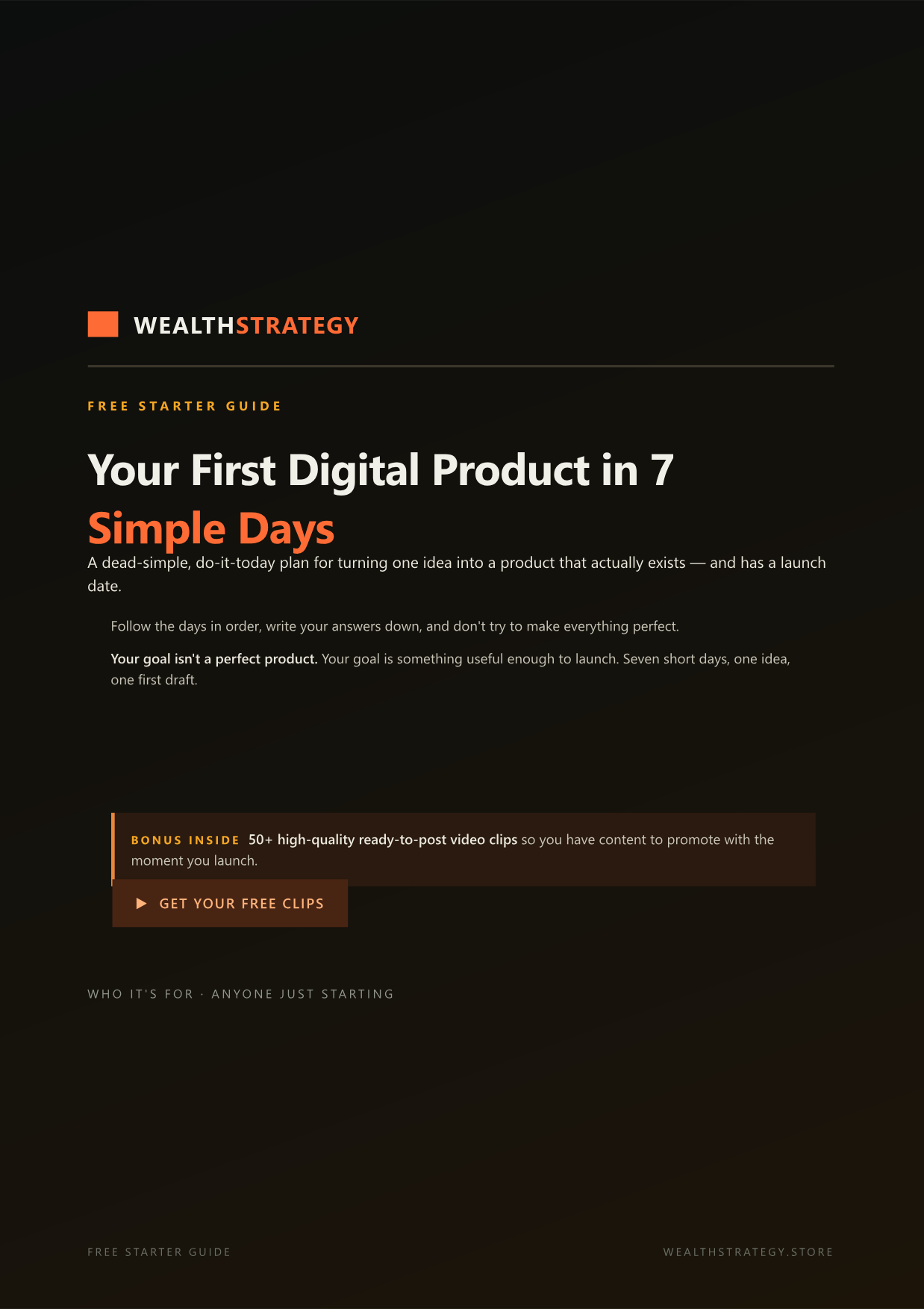 Cover of the 7-Day Launch Starter guide: Your First Digital Product in 7 Simple Days