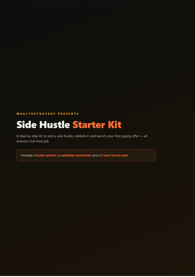 Cover of the Side Hustle Starter Kit from the resell-rights library